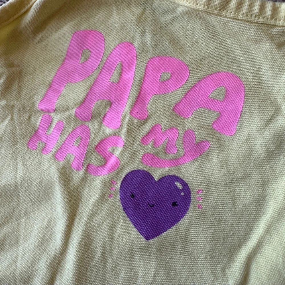 EUC Carter’s Baby Girl Outfit, Pink & Yellow “Papa Has My 💜”, 9 Months